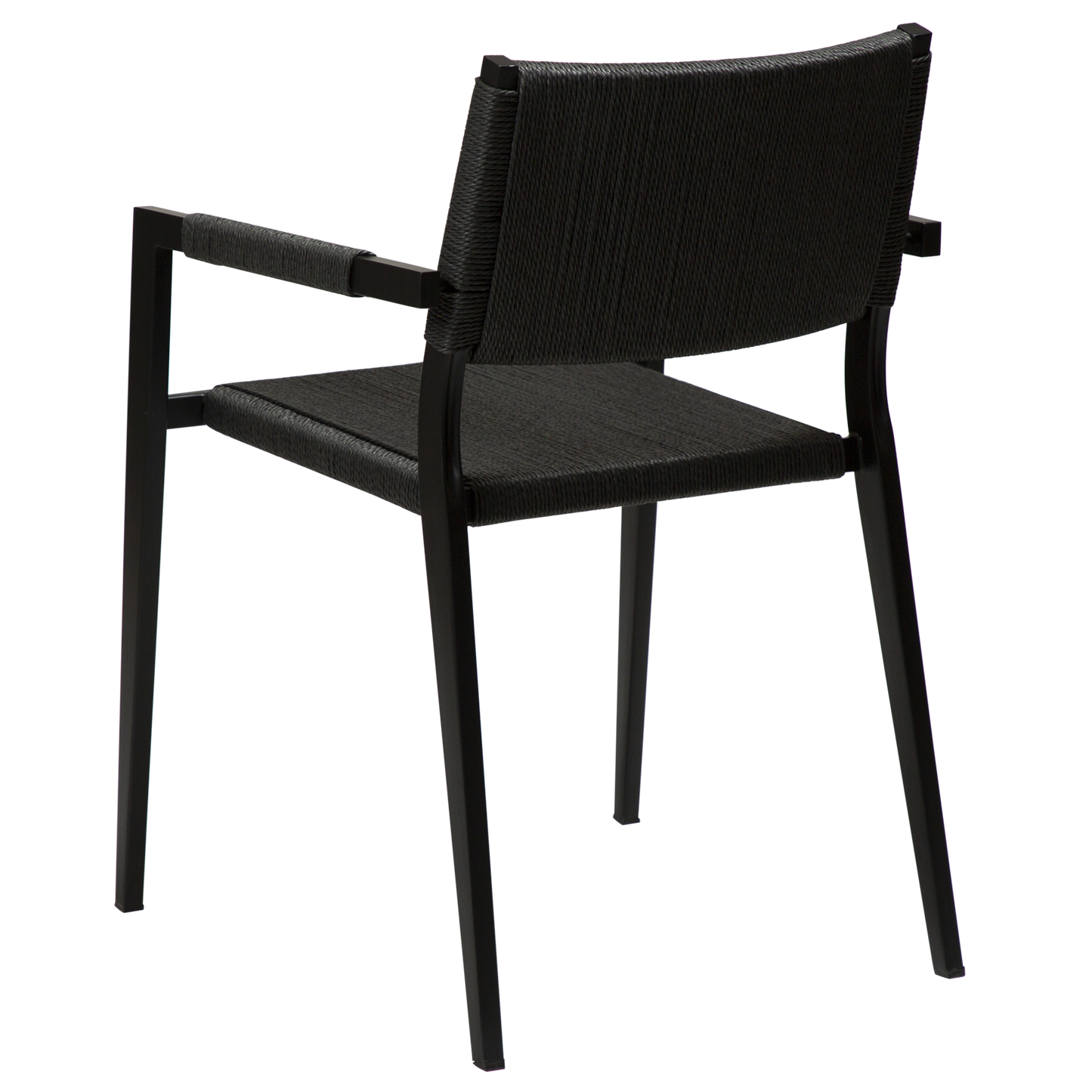 2 stk. LOOP Lænestole, sort snor, sorte metal ben.