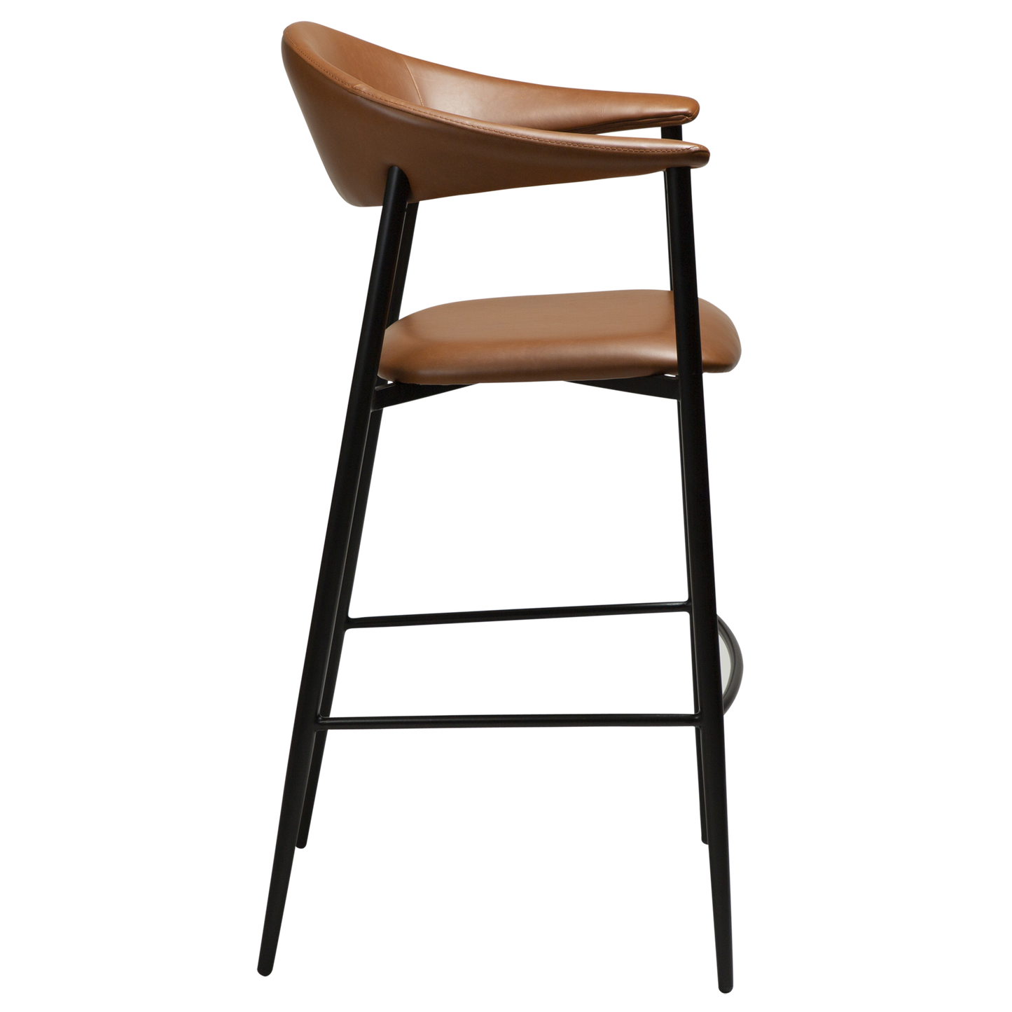 2 stk. ROVER Barstole, lys brun kunstlæder, sorte metal ben.