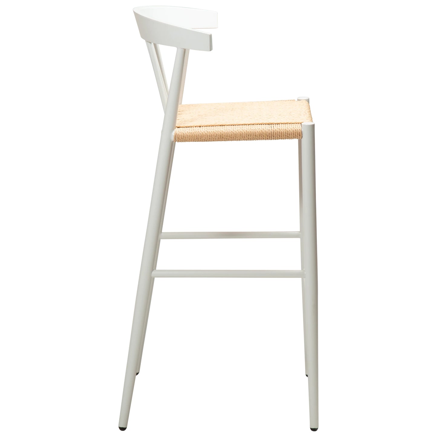 2 stk. SAVA Barstole, beige snor, hvid metal ben.