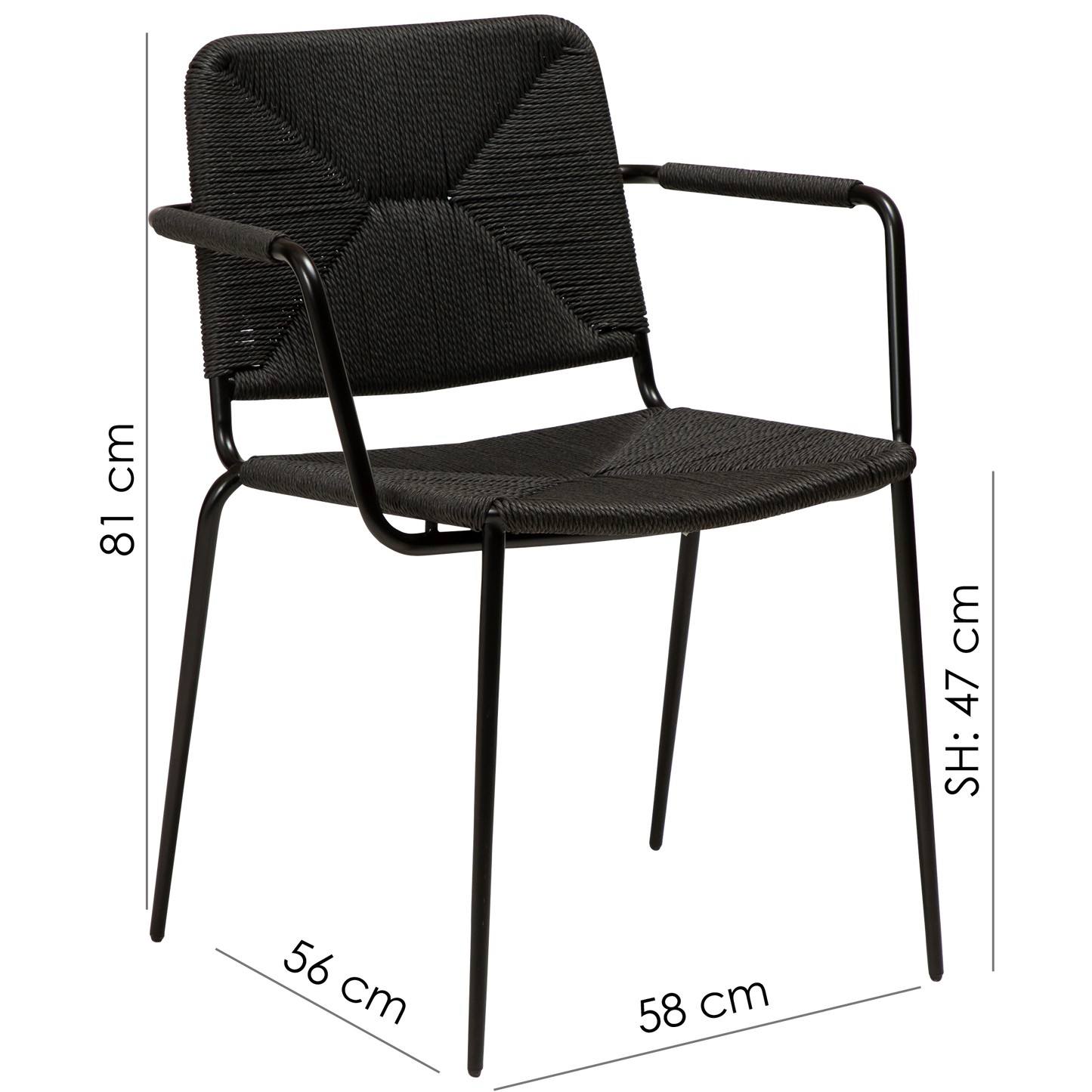 2 stk. STILETTO Stol, natur snor, sort metal