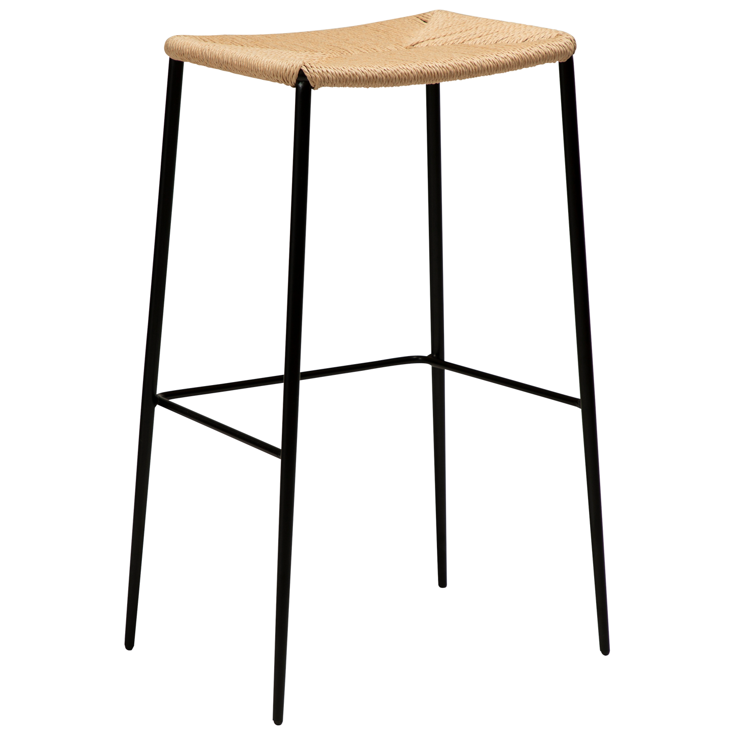 2 stk. STILETTO Barstol natur snor sæde, sort metal