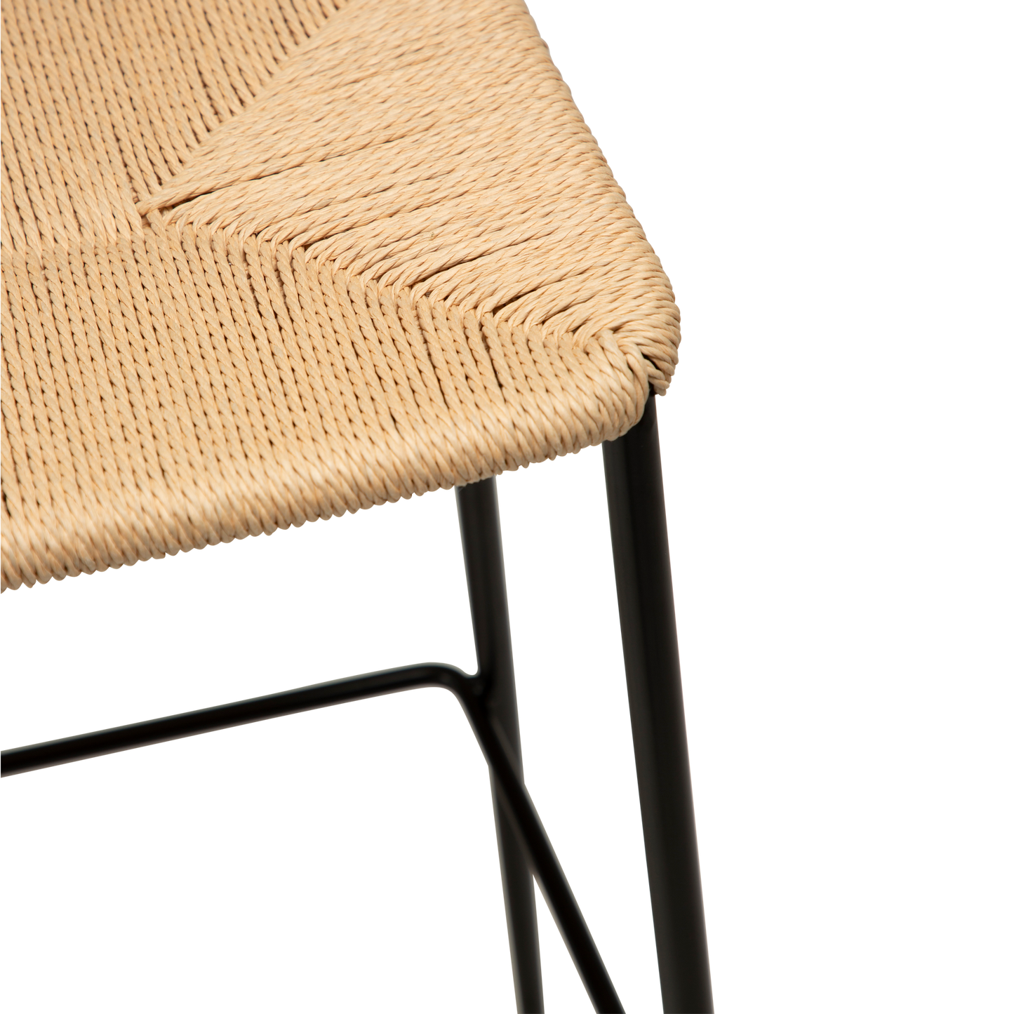2 stk. STILETTO Barstol natur snor sæde, sort metal