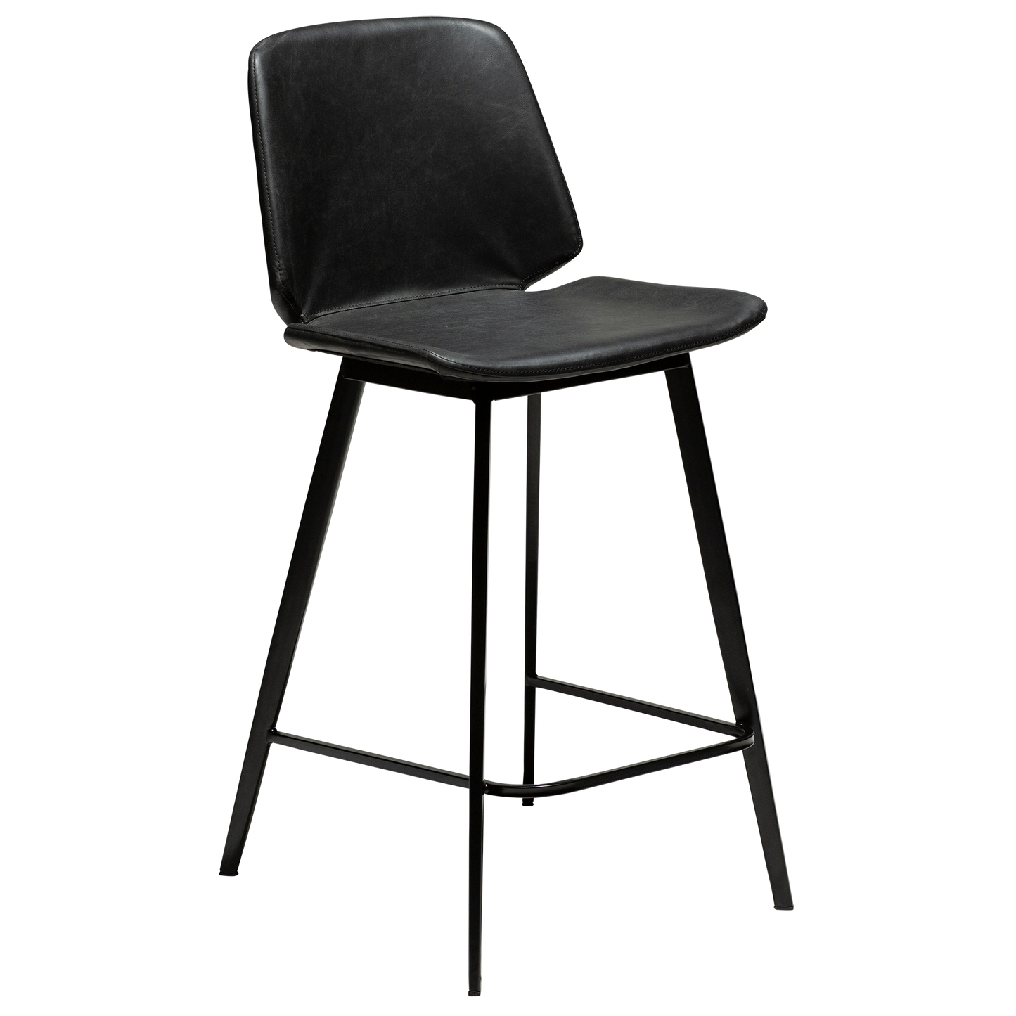 2 stk. SWING Counter Barstol, sort kunstlæder, sorte metal ben.