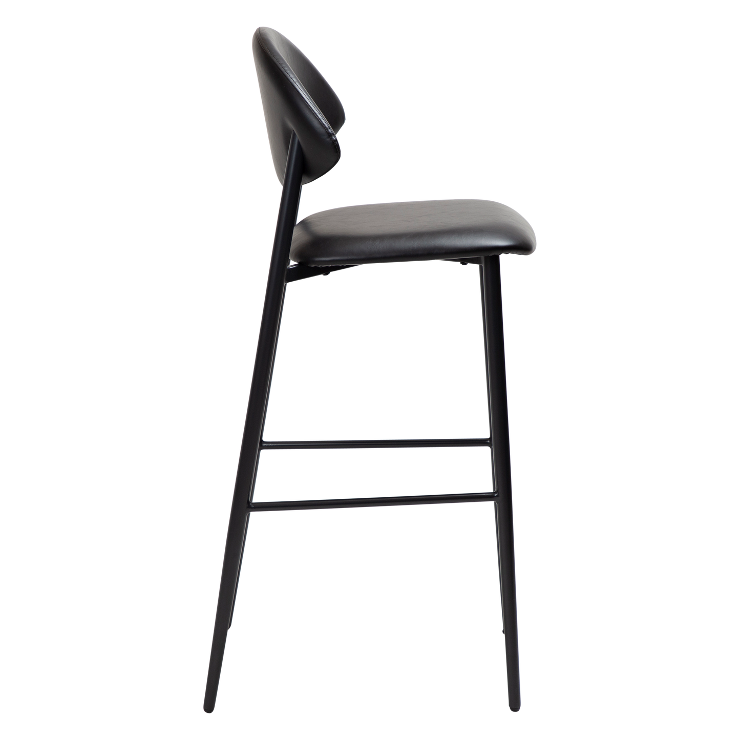 2 stk. TUSH Barstole, sort kunstlæder, sorte metal ben.