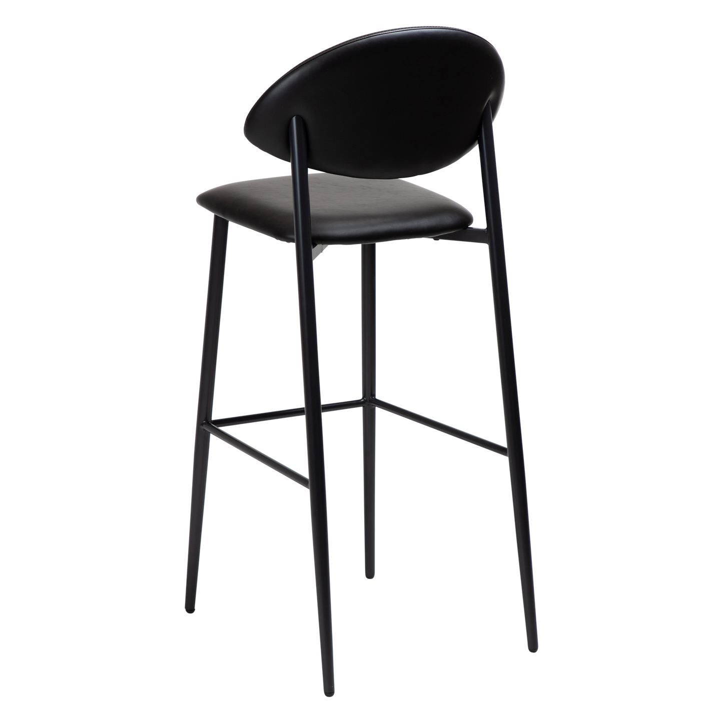 2 stk. TUSH Barstole, sort kunstlæder, sorte metal ben.