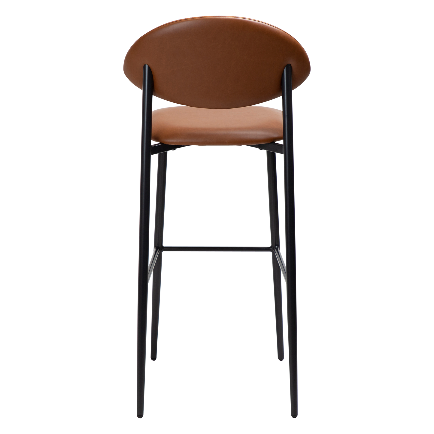 2 stk. TUSH Barstole, lys brun kunstlæder, sorte metal ben.