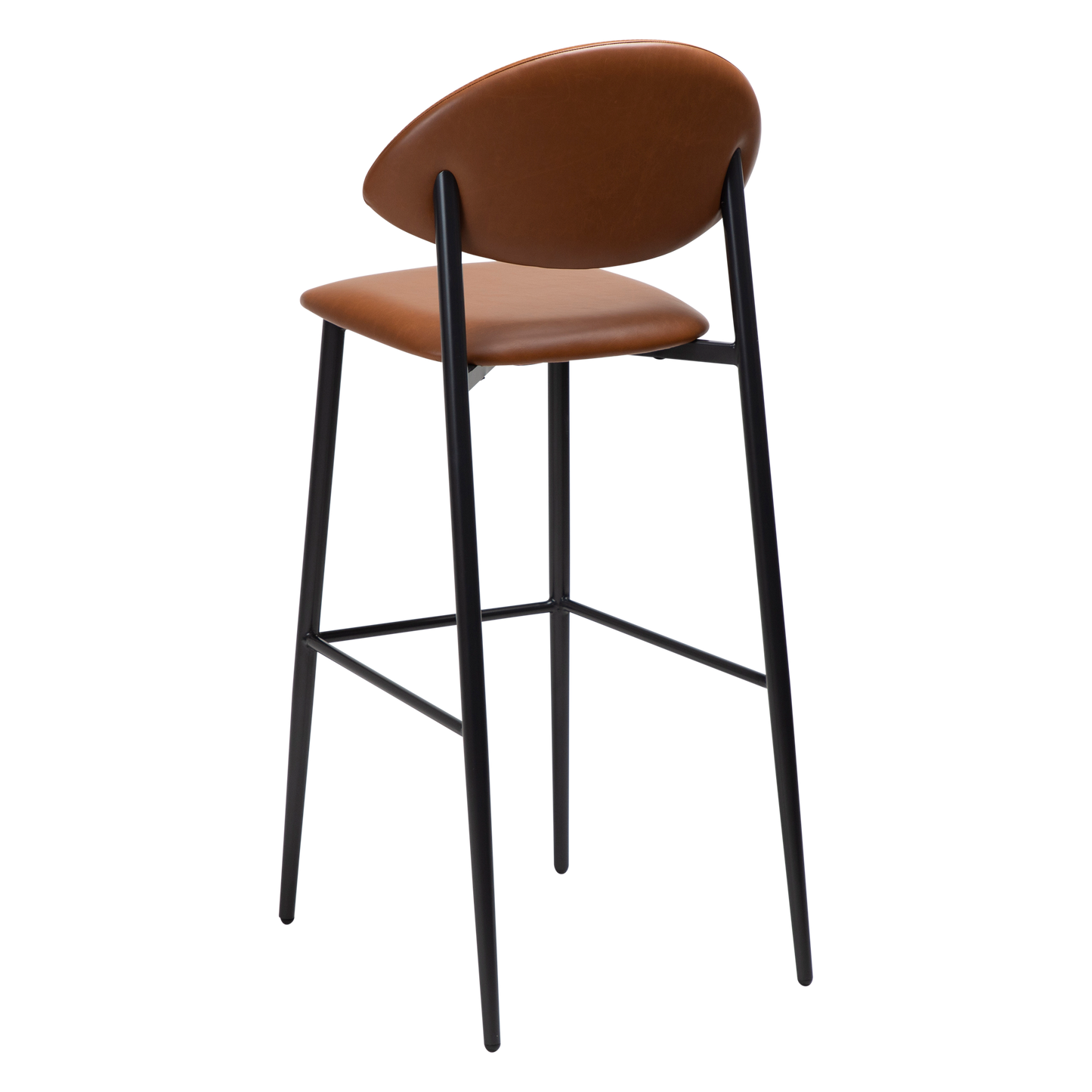 2 stk. TUSH Barstole, lys brun kunstlæder, sorte metal ben.